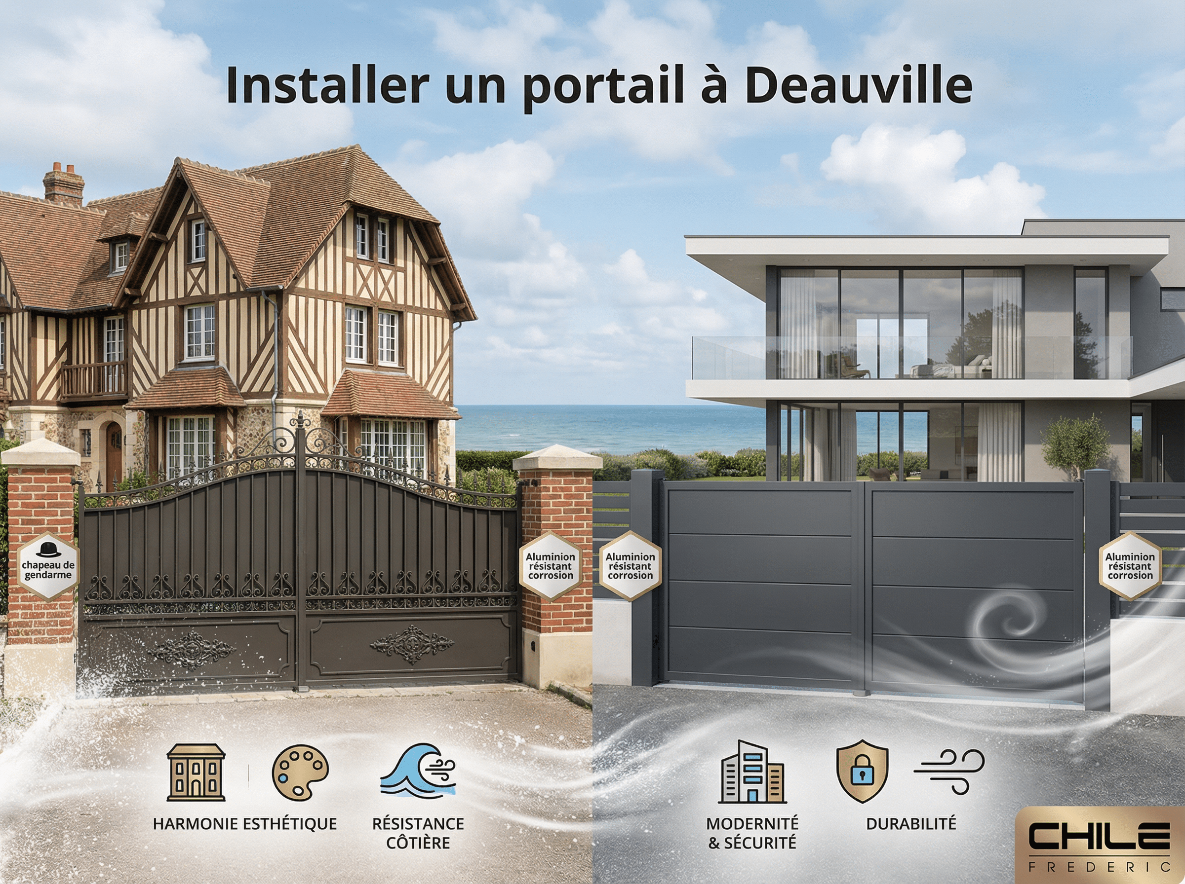 Portails en aluminium à Deauville, esthétiques et durables.