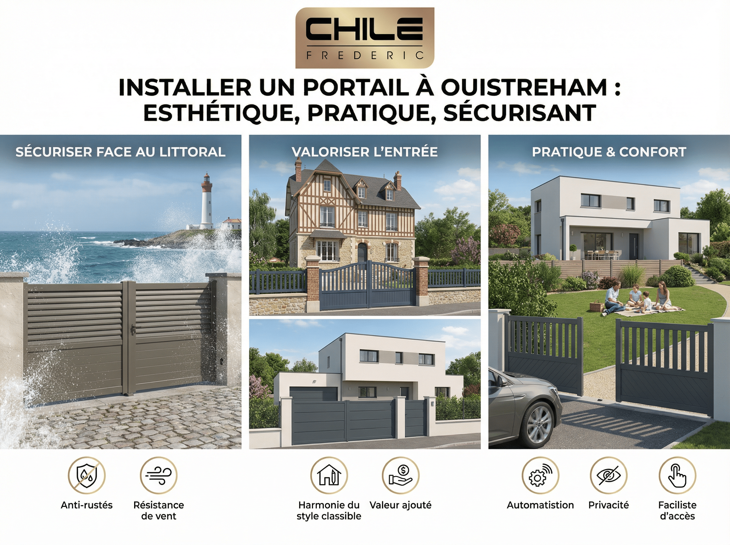 Portail esthétique et sécurisant à Ouistreham.