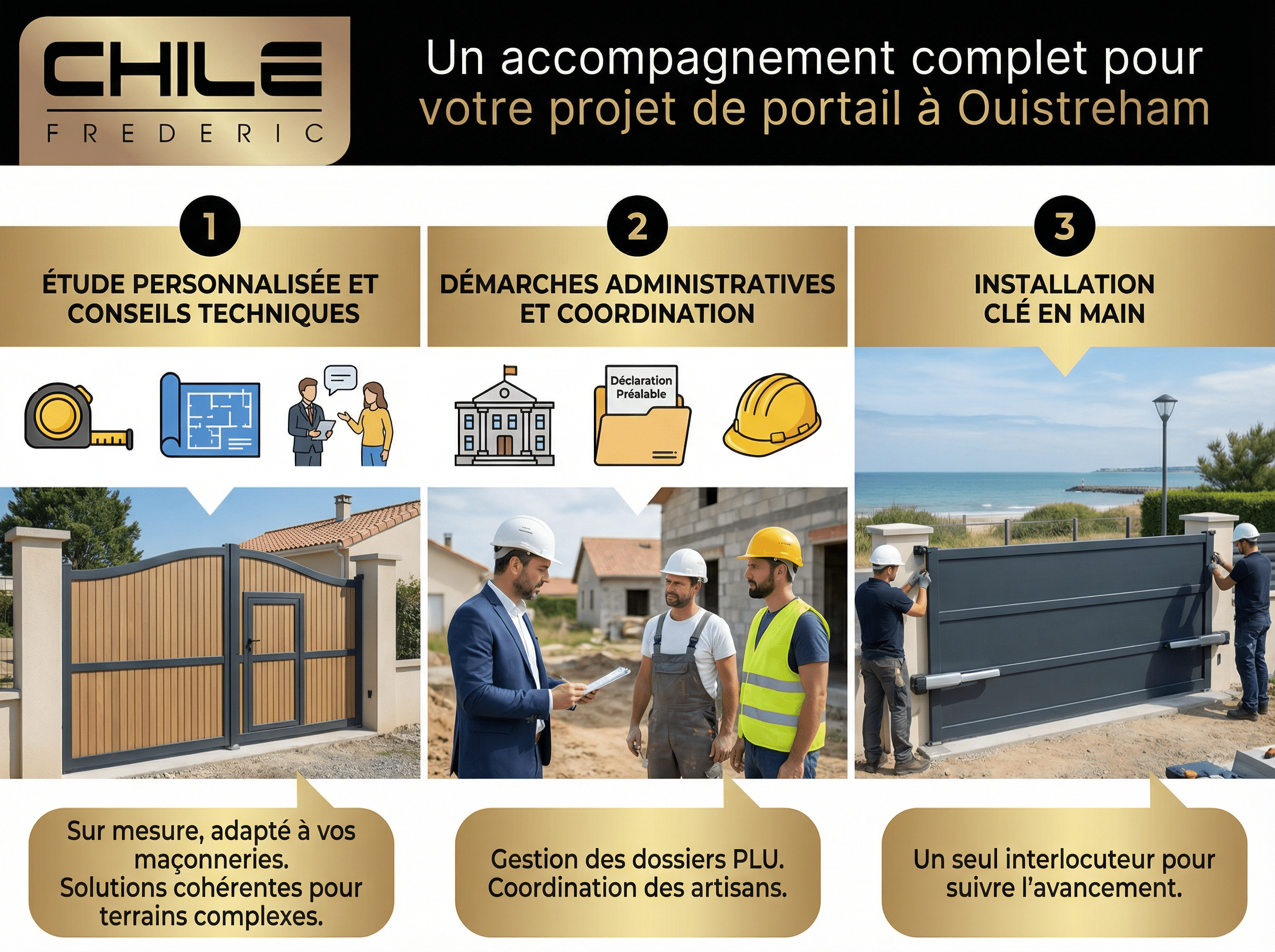 Service complet pour installation de portail à Ouistreham.