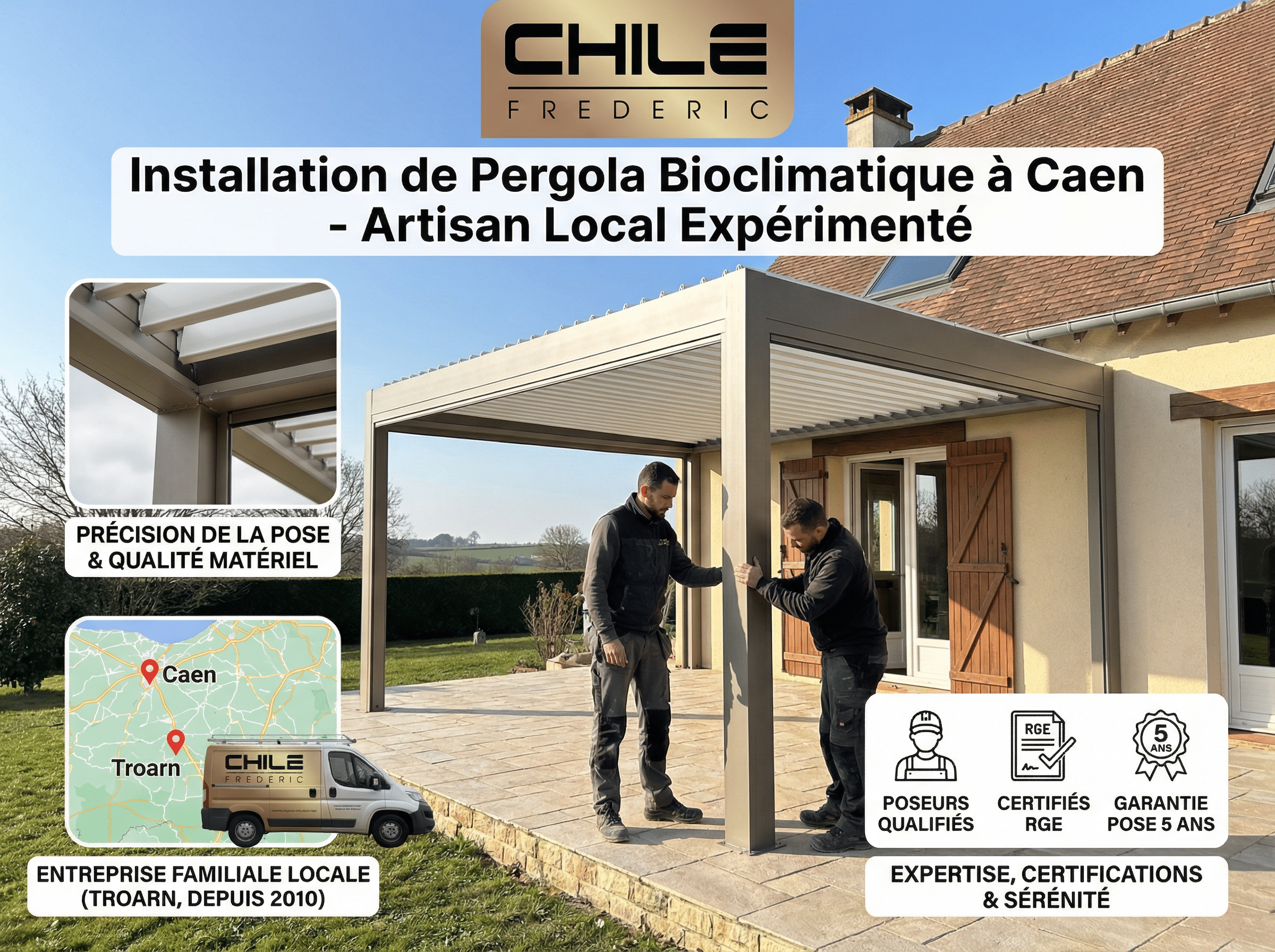 Installation de pergola bioclimatique à Caen