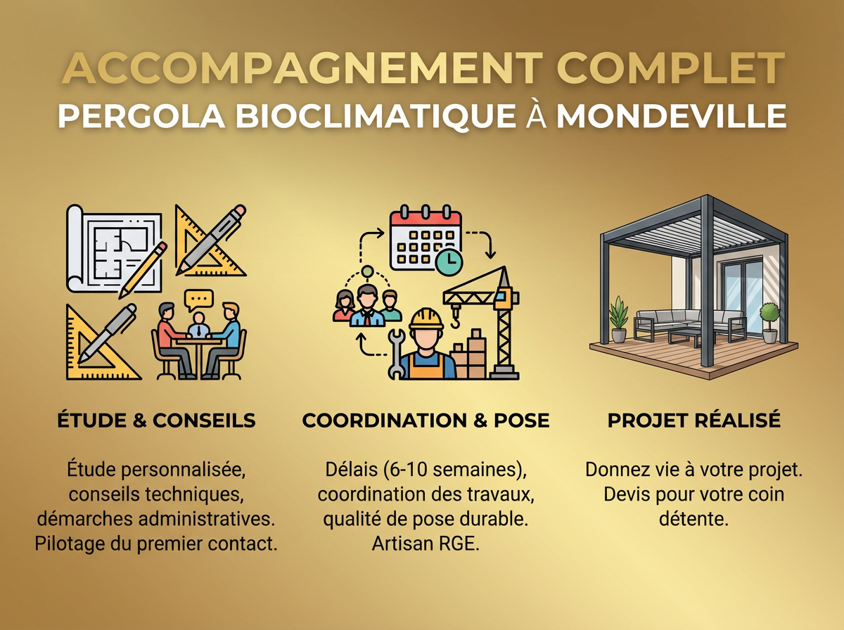 Accompagnement pergola bioclimatique à Mondeville