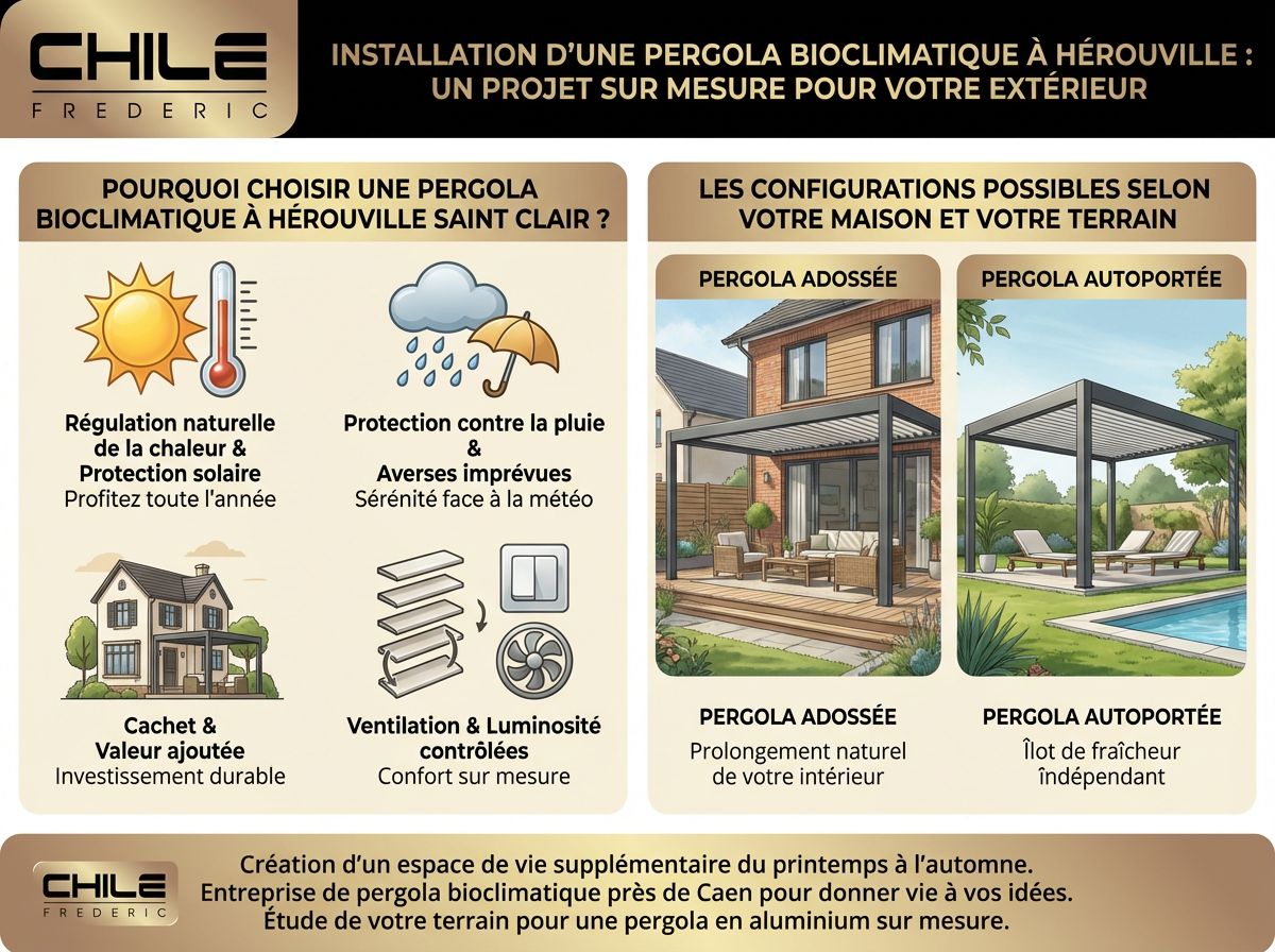 Infographie pergola bioclimatique à Hérouville Saint-Clair