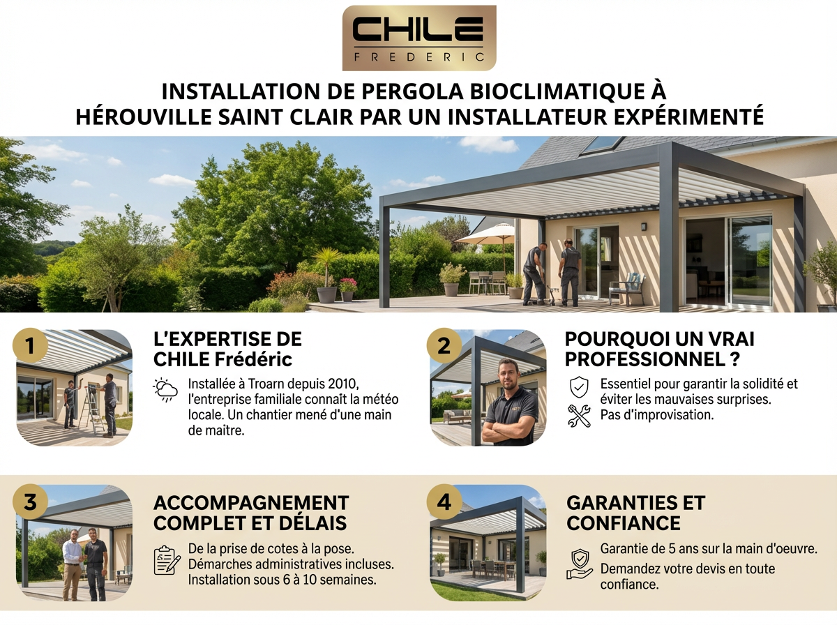 Pergola bioclimatique installée sur terrasse moderne