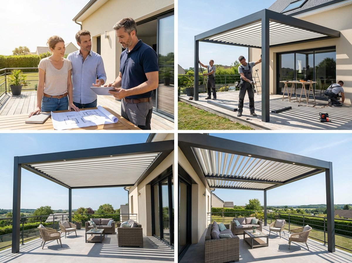 Installation d’une pergola moderne sur terrasse