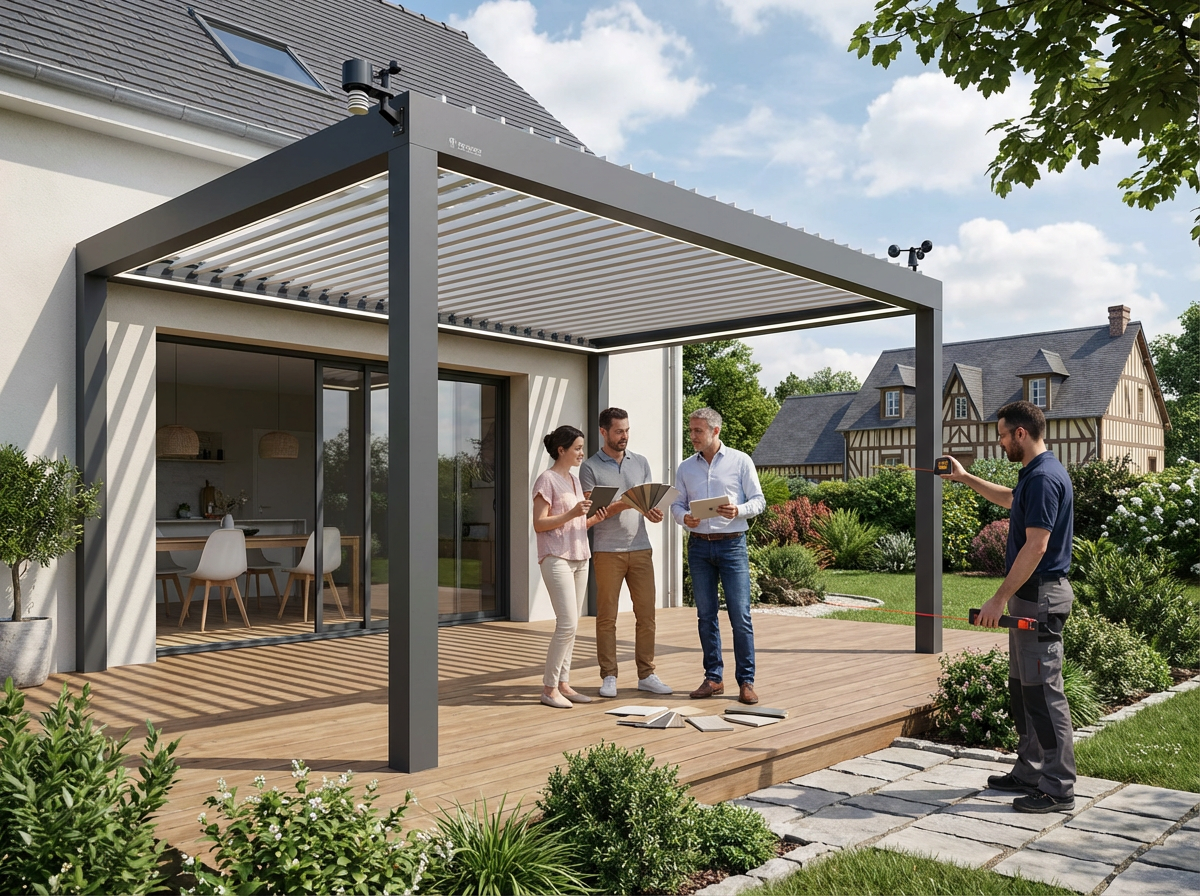 Pergola moderne sur terrasse en bois