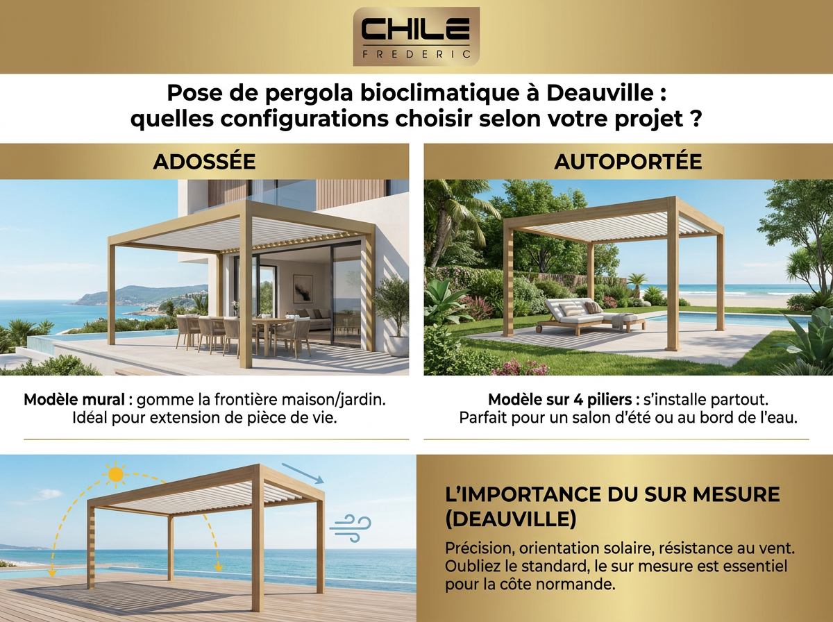 Configurations de pergola bioclimatique à Deauville