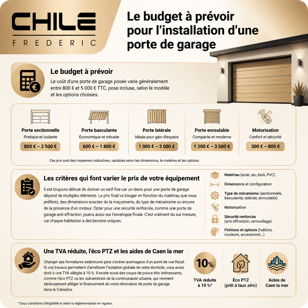 Infographie budget installation porte de garage