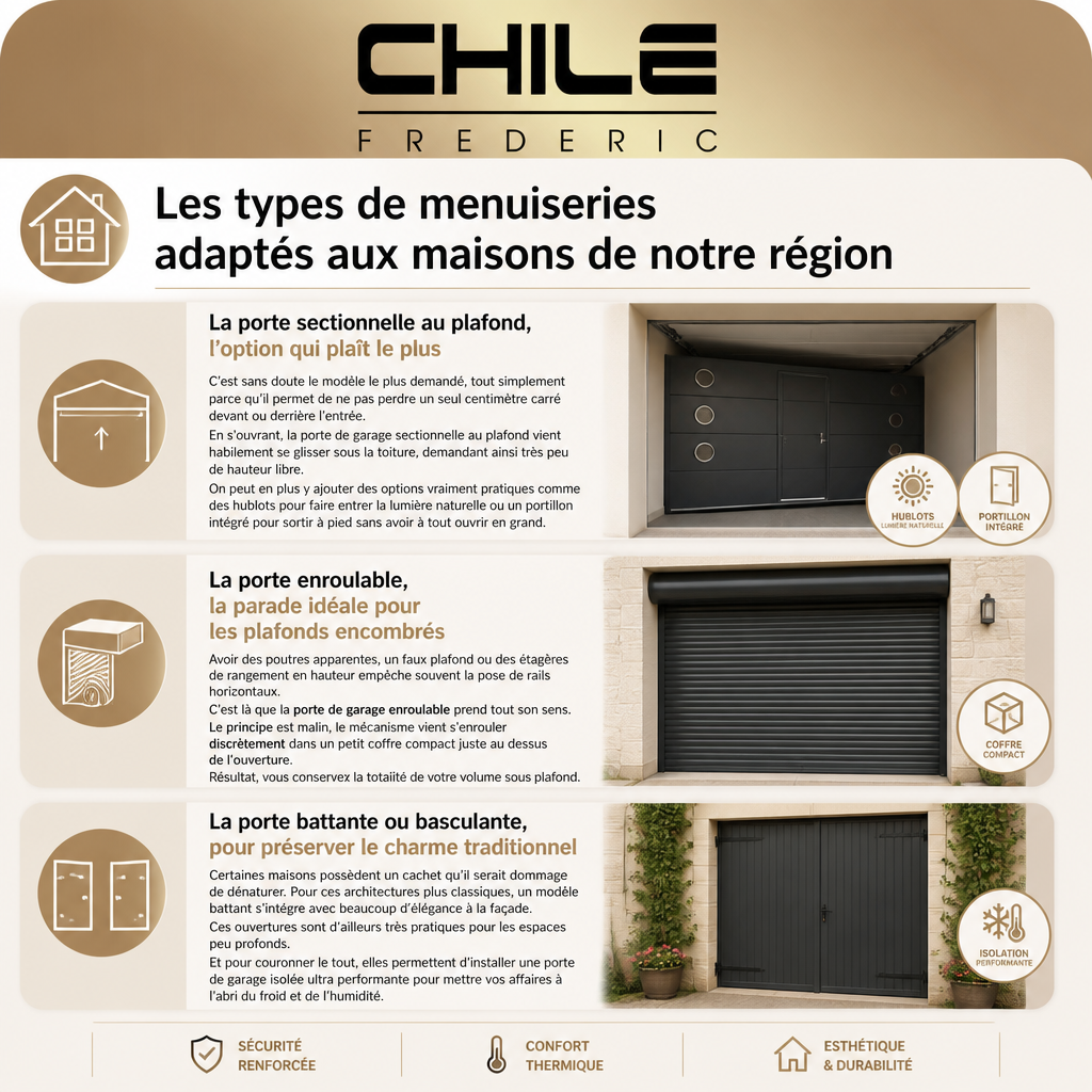 Infographie sur les types de portes de garage