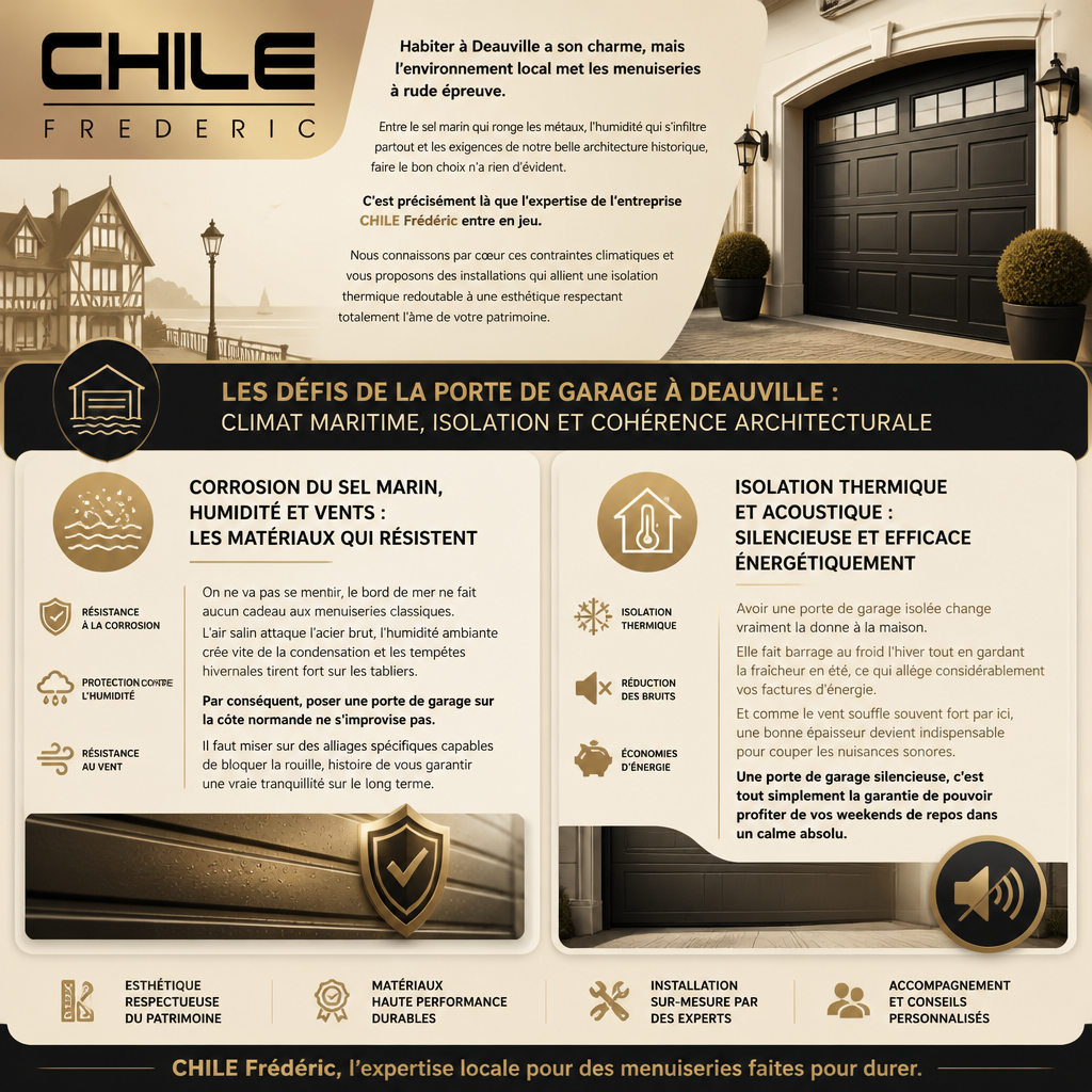 Infographie porte de garage climat maritime Deauville